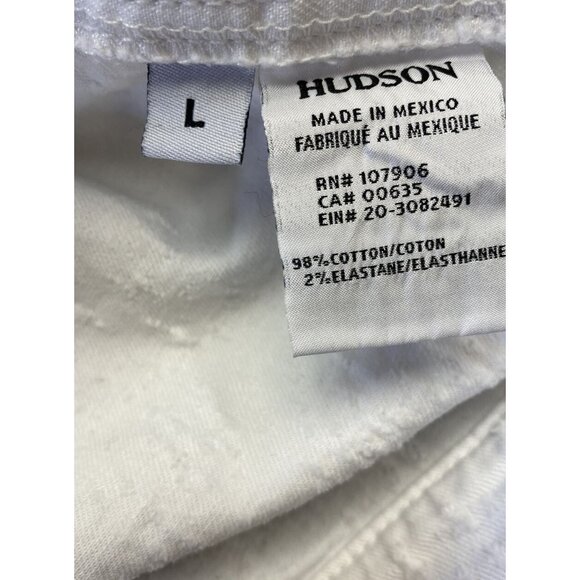 Hudson Denim Jacket size L Women Emmet Long Sleeve Boyfriend White Distressed - Picture 6 of 8